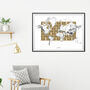 24ct Gold Leaf Topographical World Map, thumbnail 1 of 3