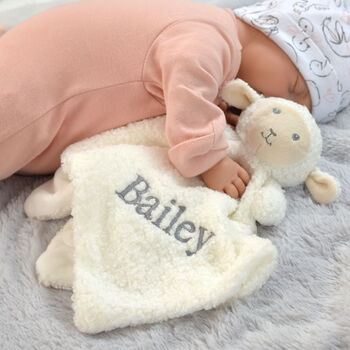 Personalised Lamb Baby Comforter, 6 of 10
