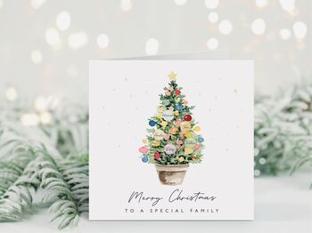 Personalised Christmas Tree Family Card *Up To Eight Personalised Baubles, 5 of 7