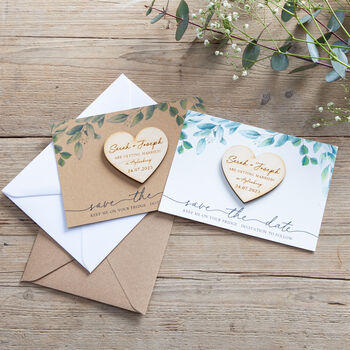 Green Eucalyptus Heart Shaped Magnet Save The Date, 3 of 3