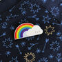 Rainbow And Cloud Kawaii Wooden Pin Or Brooch, thumbnail 1 of 6