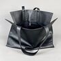 Extra Large Maxi Black Leather Carry All Tote Bag, thumbnail 9 of 10