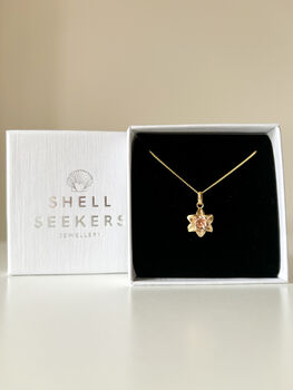 Gold Daffodil Pendant Necklace, 8 of 8