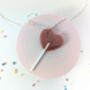 Lollipop Heart Necklace On Acrylic Silver Plated Chain, thumbnail 7 of 7