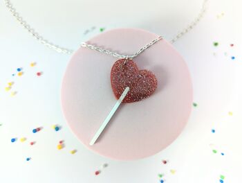 Lollipop Heart Necklace On Acrylic Silver Plated Chain, 7 of 7