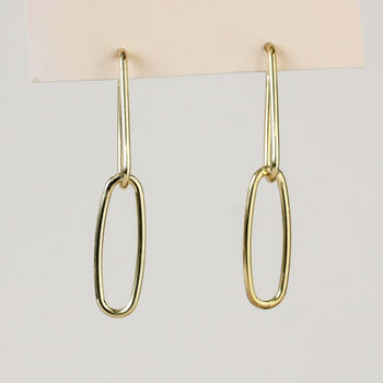 Minimalist Oval Dangle Stud Earrings, 2 of 4