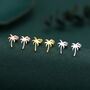 Palm Tree 18 G Screw Back Earrings With Ball Backs In Sterling Silver, thumbnail 3 of 11