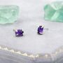 Genuine Dark Amethyst Oval Stud Earrings, thumbnail 2 of 12