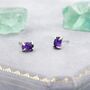 Genuine Dark Amethyst Oval Stud Earrings, thumbnail 2 of 11