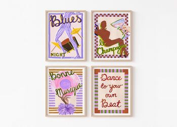 Set Of Four Music Wall Art Prints – Retro Jazz And Cocktail Inspired Art, 2 of 12