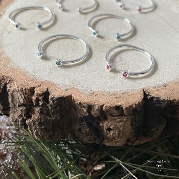 Silver Birthstone Stacking Rings Christmas Gifts, 6 of 7
