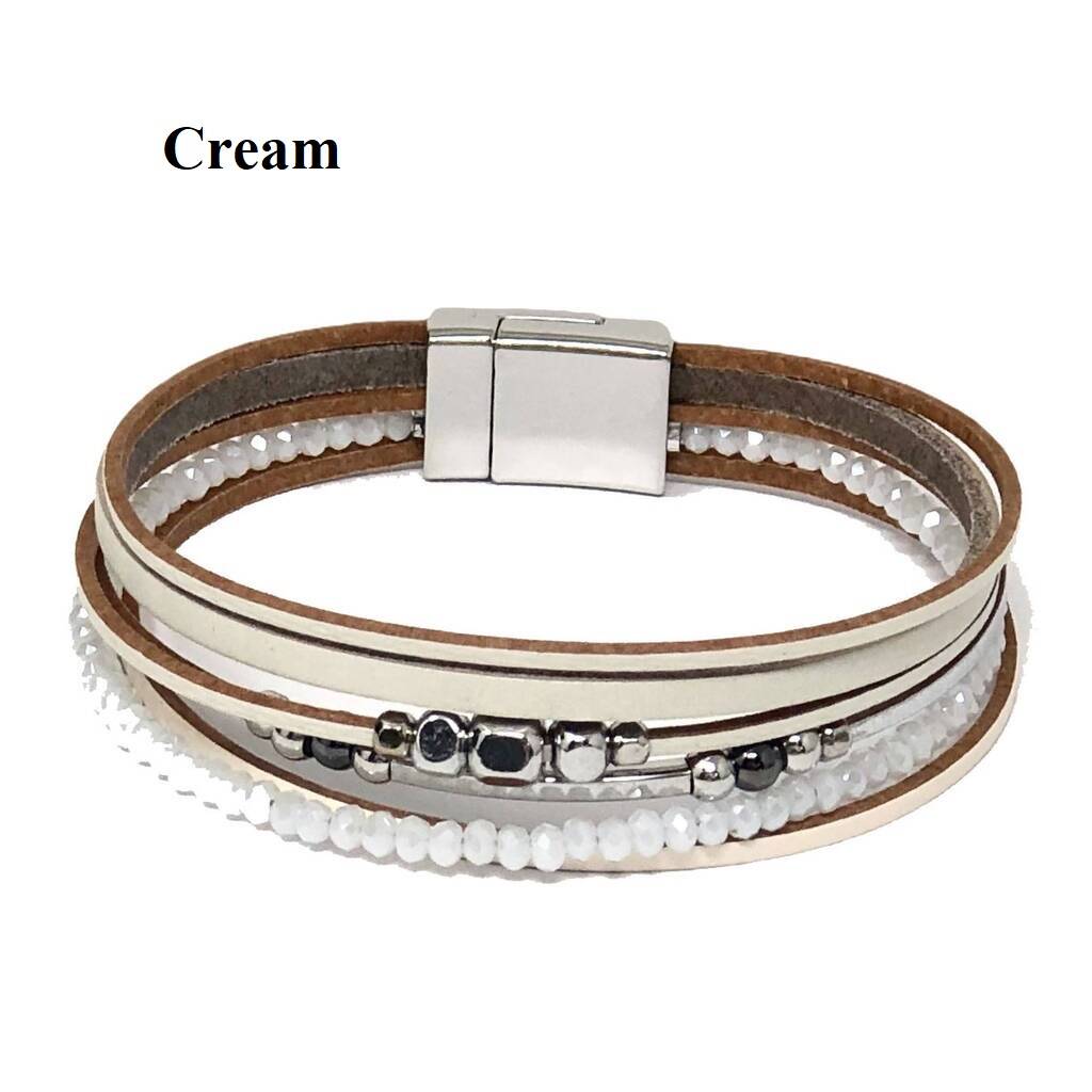 Multilayer Leather Cuff Magnetic Clasp Bracelet Bangle Wristband Women  Jewelry  eBay
