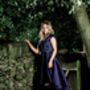 Navy Satin Hi Low And Sparkle Occasion Dress, thumbnail 8 of 9
