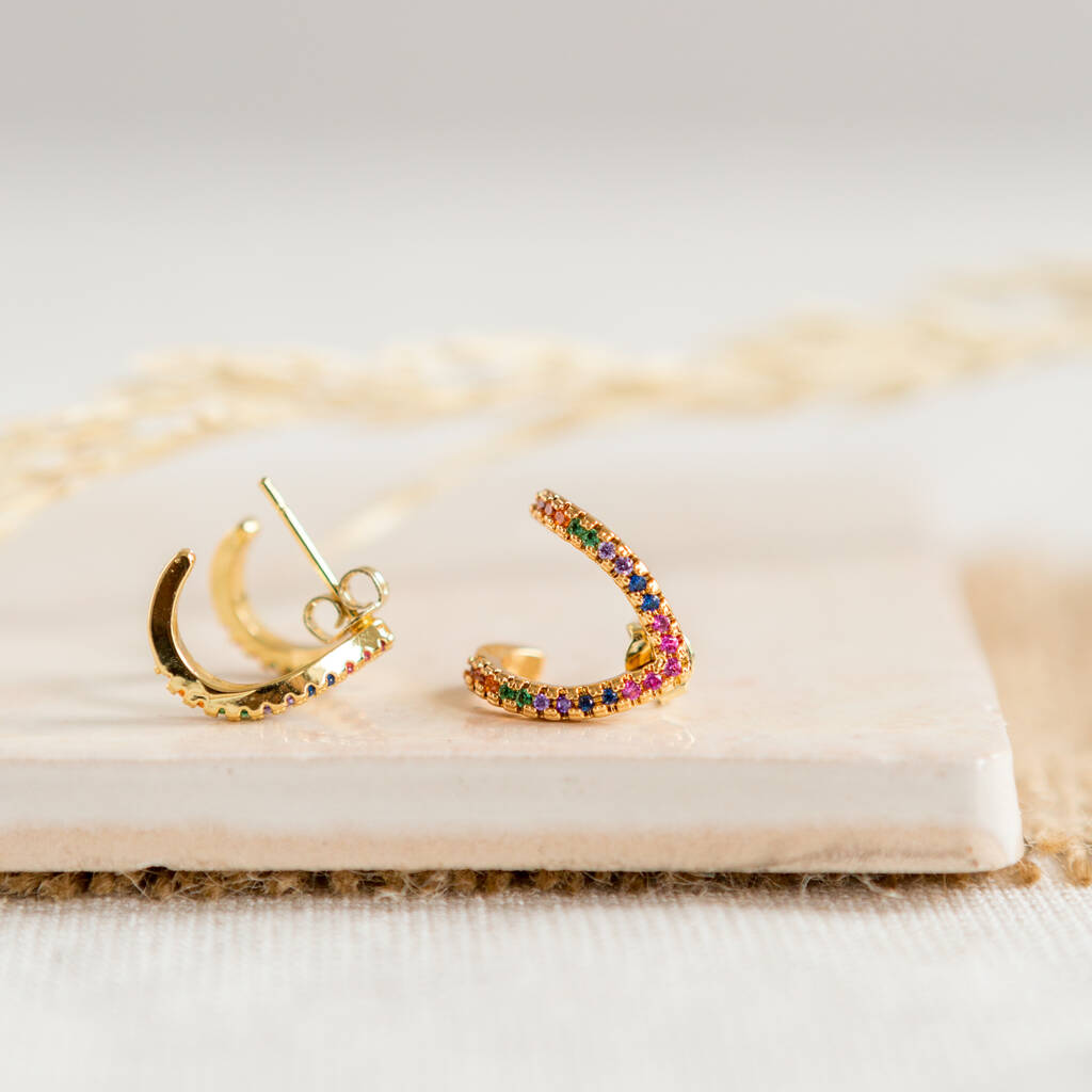 Gold Plated Rainbow Wrap Stud Earrings, 1 of 10