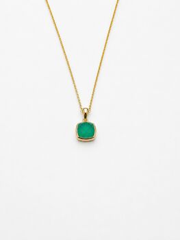 Gold Green Onyx Pendant Necklace, 4 of 8