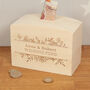 Personalised Botanical Wedding Fund Engraved Money Box, thumbnail 1 of 3