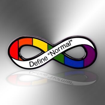 Define Normal, Autism, Adhd, Neurodivergent, Rainbow Infinity Lemniscate Enamel Lapel Pin Badge, 3 of 8