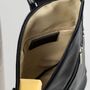 Black Soft Leather Small City Backpack, thumbnail 3 of 9