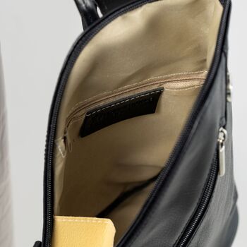 Black Soft Leather Small City Backpack, 3 of 9