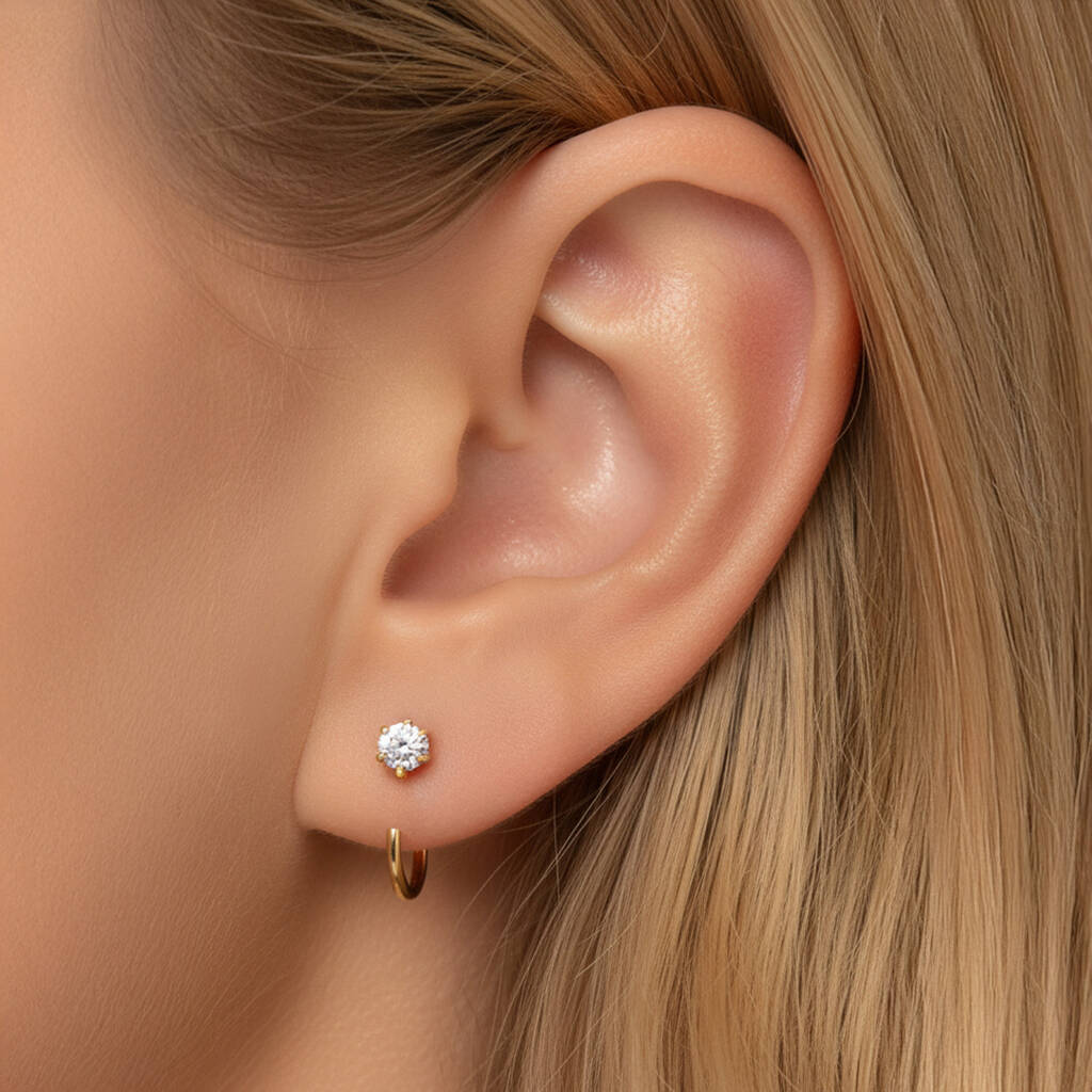 Women's Dainty Threader Hoop Earrings In 18k Gold, 1 of 4