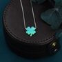 Green Opal Lucky Four Leaf Clover Shamrock Necklace, thumbnail 4 of 9