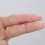 Sterling Silver Red Enamel Glaze Heart Stud Earrings, thumbnail 6 of 12