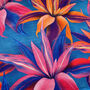 Pink And Orange Flowers On Blue Cushion Cover, thumbnail 2 of 7
