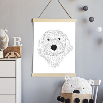 Custom Line Colour Portrait Personalised Dog Cat Art, 2 of 7