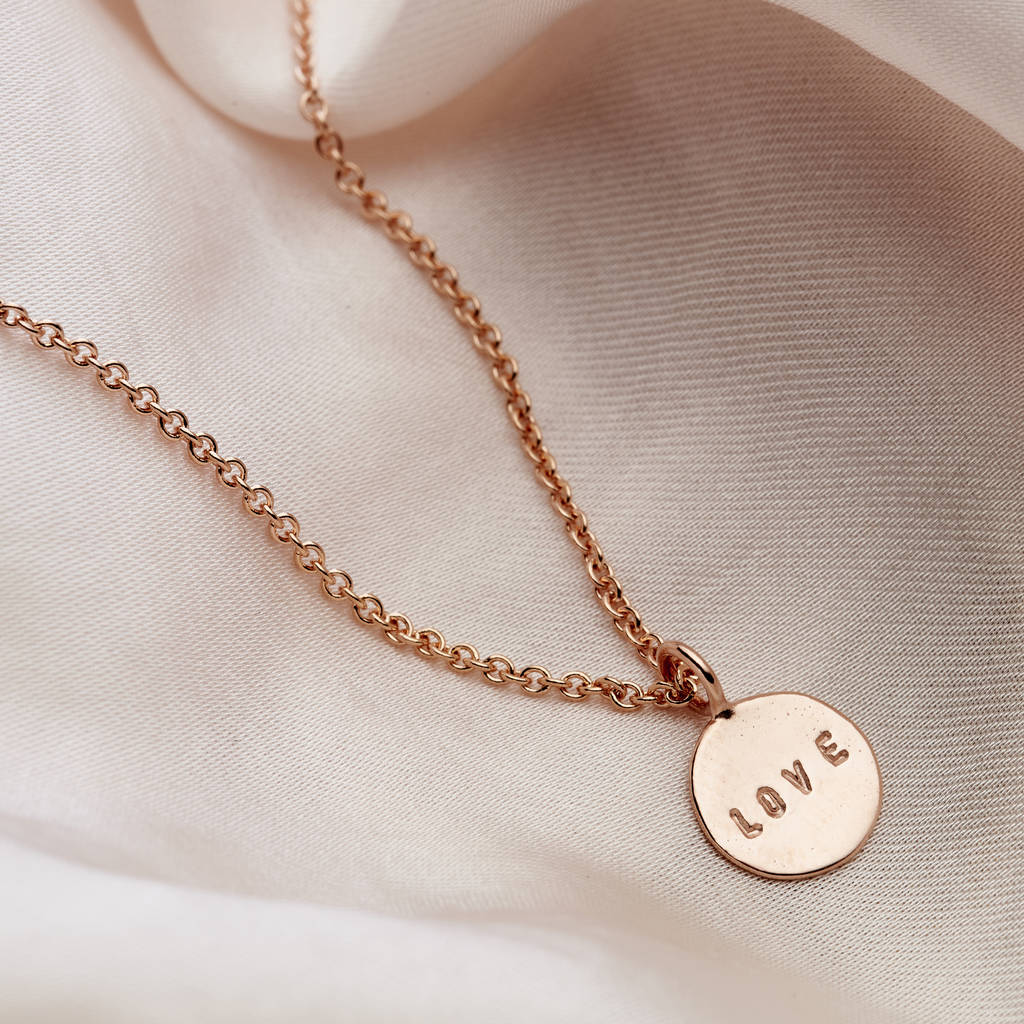 Personalised 9ct Gold Hammered Disc Necklace, 1 of 5