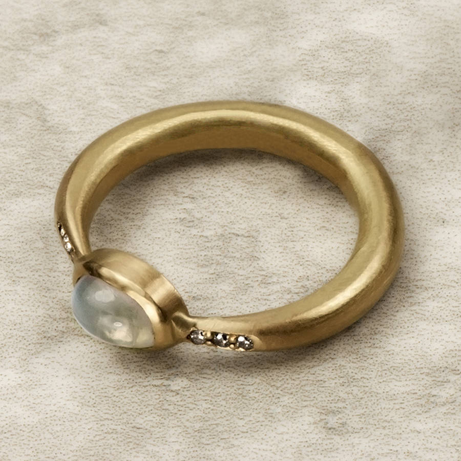 Gold Moonstone And Diamond Ring, 1 of 2