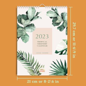 2023 Tropical Greenery Wall Calendar | A4 Calendar, 8 of 9