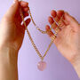 Puffy Rose Quartz Gemstone Heart Necklace, thumbnail 2 of 8