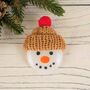 Handmade Glass Snowman With Hat Christmas Brooch, thumbnail 1 of 6