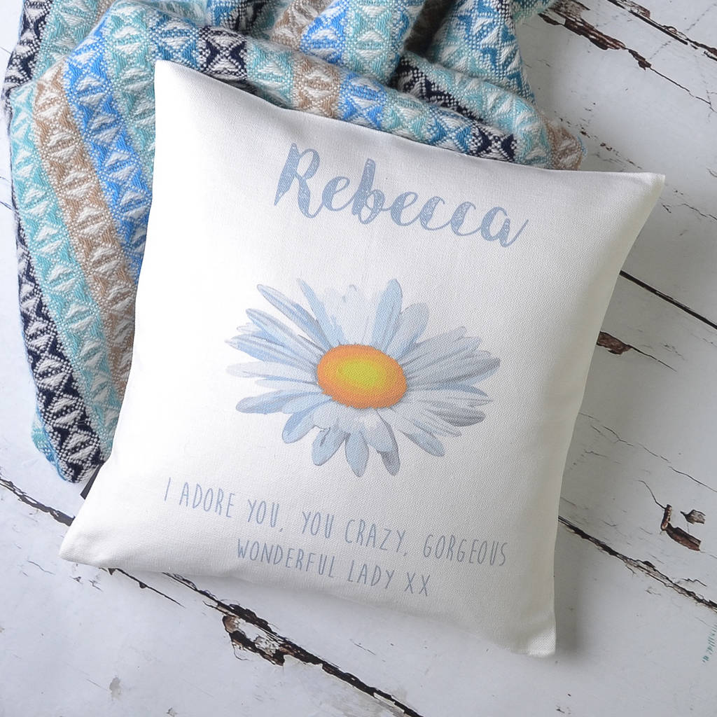 Daisy Personalised Cushion Cover By Vintage Designs Reborn