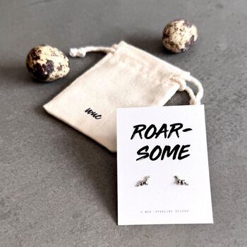 Roarsome Dinosaur Earrings In Sterling Silver, 4 of 5