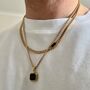 Gold Onyx Necklace Set Cuban Onyx Chain Onyx Pendant, thumbnail 11 of 12