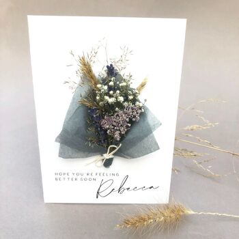 Get Well Soon Personalised Dried Flower Bouquet Card, 5 of 10