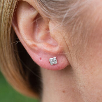 Sterling Silver Mini Square Studs, 3 of 5