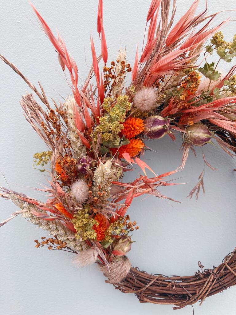 Mini Dried Flower Autumn Wreath By Zoe's Blooms