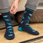 Men's Bamboo Socks Navy Blue Dinosaurs, thumbnail 1 of 5