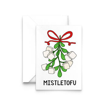'Mistletofu' Funny Vegan Christmas Card, 3 of 3