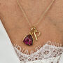 18k Gold Vermeil Plated Garnet Initial Necklace, thumbnail 2 of 7