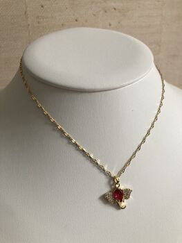 18 K Gold Plated Red Elephant Pendant Necklace, 3 of 6