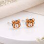 Sterling Silver Tiger Stud Earrings – 8mm X 6mm, thumbnail 1 of 5