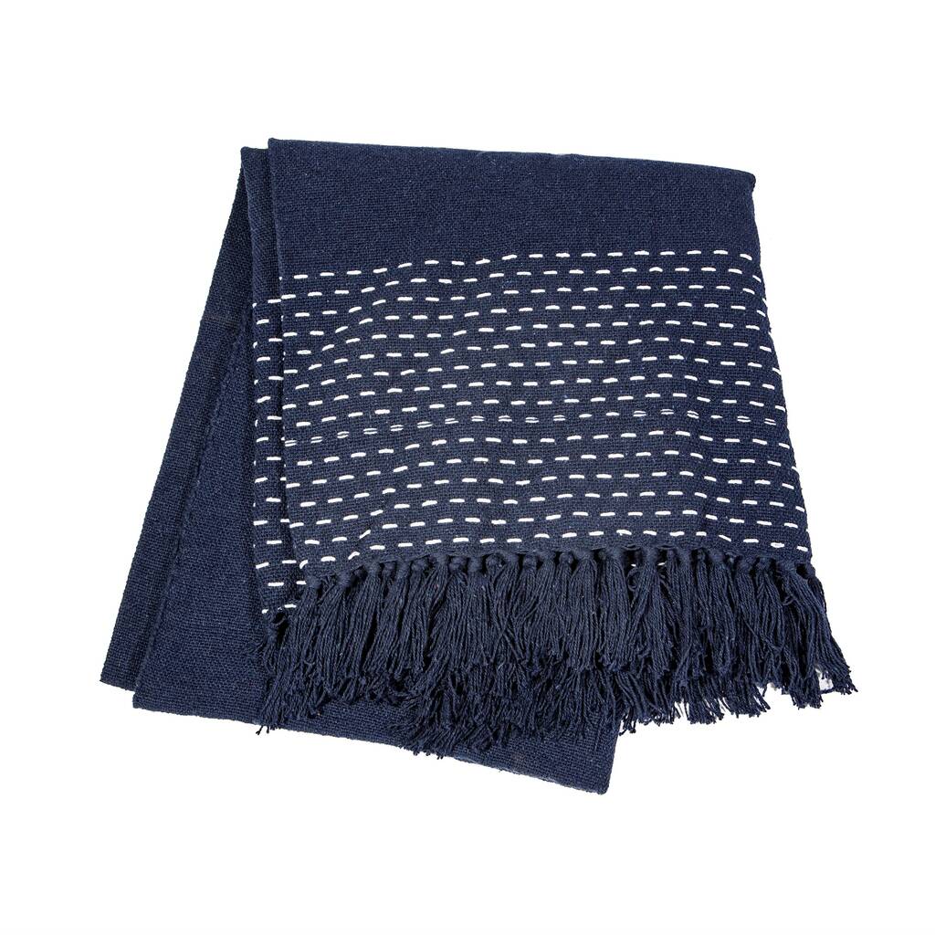 Stitched Blue Blanket Throw By Lola & Alice | notonthehighstreet.com