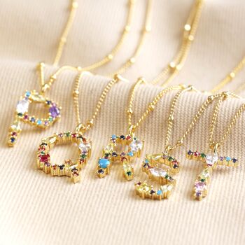 Rainbow Crystal Initial Necklace, 9 of 12