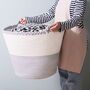 61 L White And Grey Cotton Rope Woven Basket, thumbnail 2 of 9