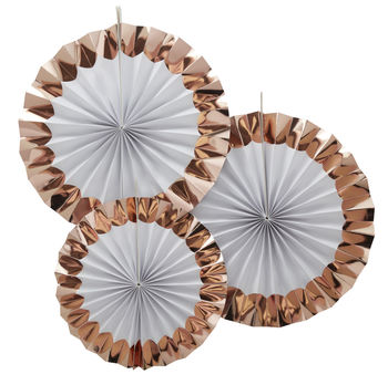 Rose Gold Foiled Pin Wheel Fan Decorations, 2 of 3