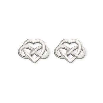 Celtic Knot Heart Stud Earrings In Sterling Silver, 4 of 12