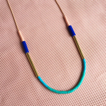 Cobalt And Green Block Necklace, 3 of 5